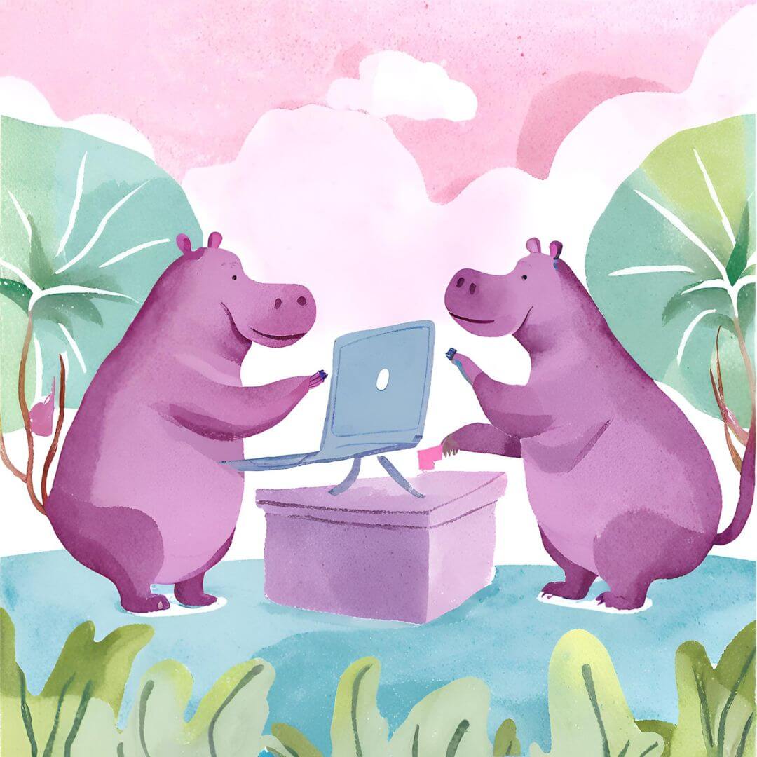 Two hippos on the internet