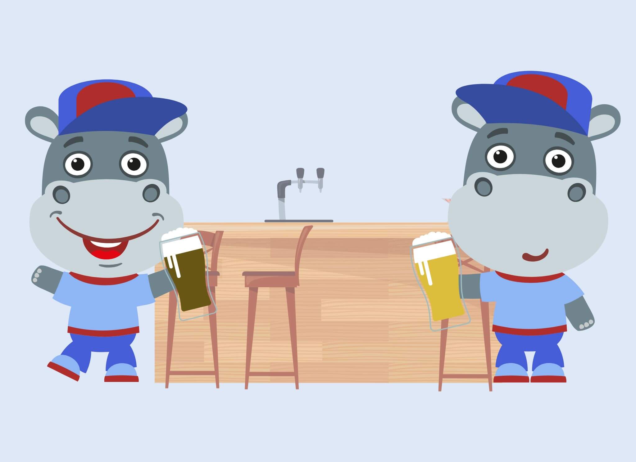 Benefits of SEO. Harry Hippo and JSF SEO Services having a pint.